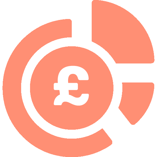 Graph with pound sign representing digital marketing channel and budget planning 