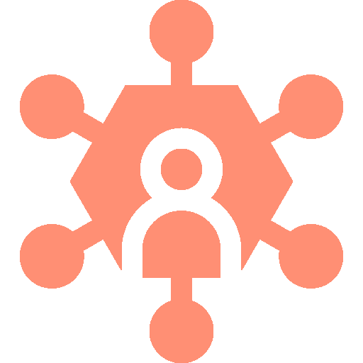 A diagram of a central customer service person with six customers, representing email marketing and crm