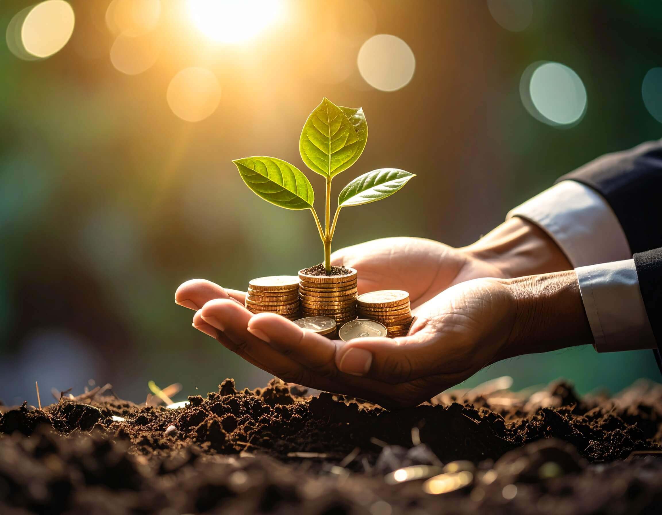 A plant growing out of some coins - representing ecommerce strategy and growth
