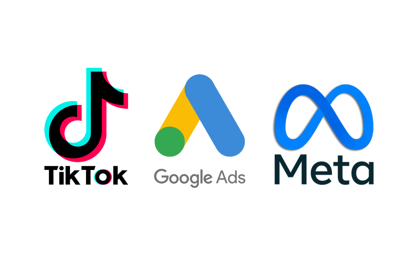 Paid media consultancy for ecommerce - Tiktok, Google Ads, and Meta logos