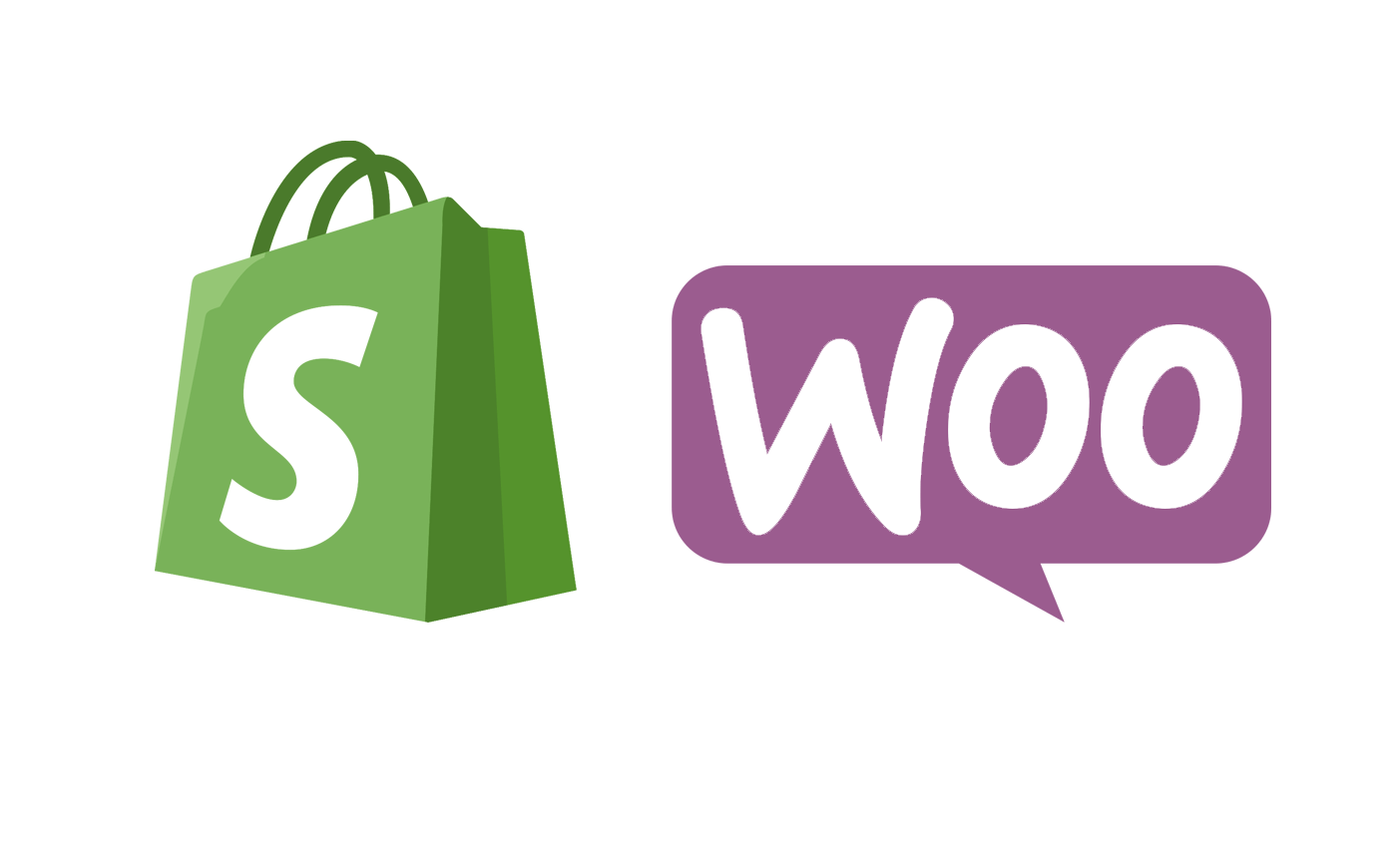 Shopify vs WooCommerce - Shopify and WooCommerce logos