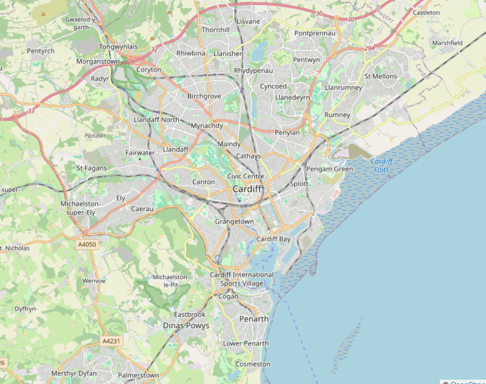 Map of Cardiff, UK, representing where our digital marketing and ecommerce consultancy works