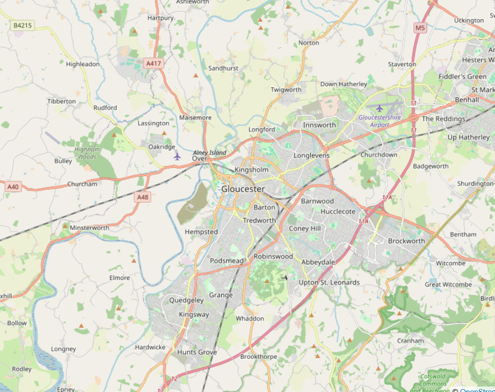 Map of Gloucester, UK, representing where our digital marketing and ecommerce consultant in Gloucester