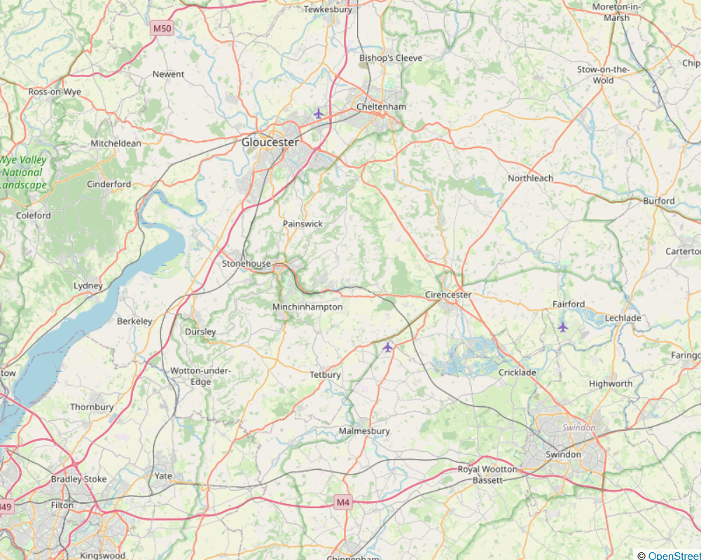 Map of Gloucestershire, UK, representing our digital marketing and ecommerce consultant in Gloucestershire