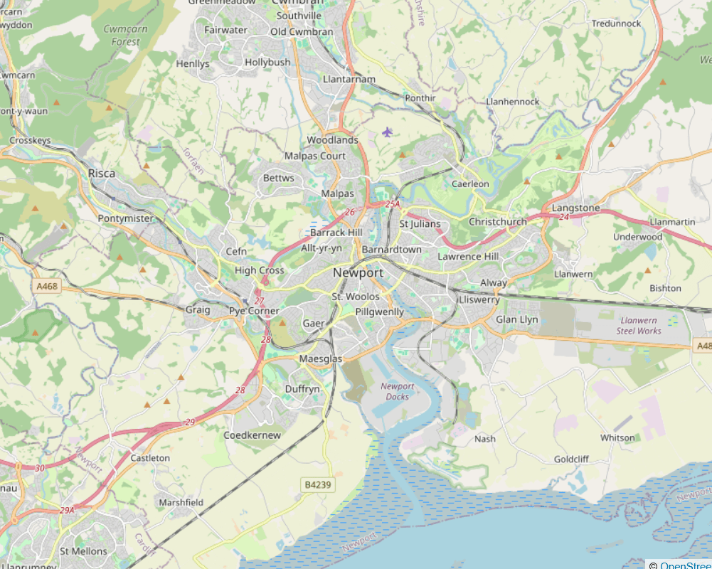 Map of Newport, UK, representing our digital marketing and ecommerce consultant in Newport